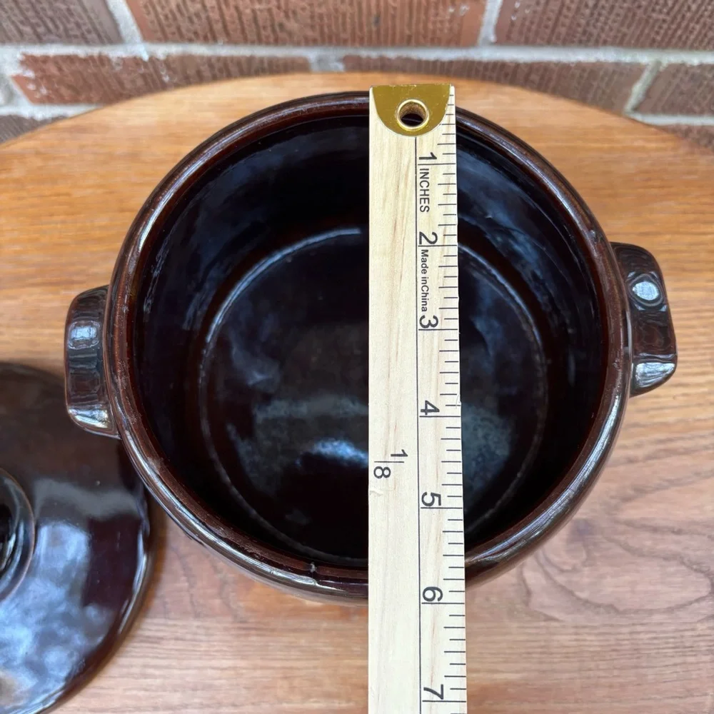 West Bend Vintage Bean Pot Crock Brown Glazed Stoneware USA Pottery  From 1950s